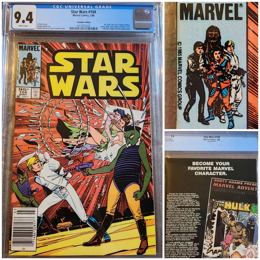 Star Wars Comic Book 1985 #104 CGC 9.4 Graded White Pages Luke Marvel Vintage!